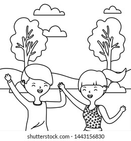 Teenager boy and girl cartoon design