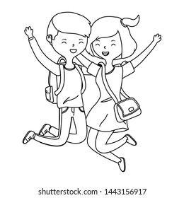 Teenager boy and girl cartoon design