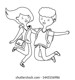 Teenager boy and girl cartoon design