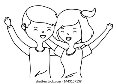 Teenager boy and girl cartoon design