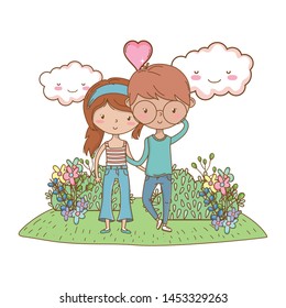 Teenager boy and girl cartoon design