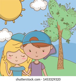 Teenager boy and girl cartoon design