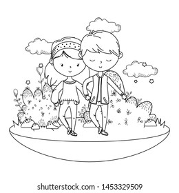 Teenager boy and girl cartoon design