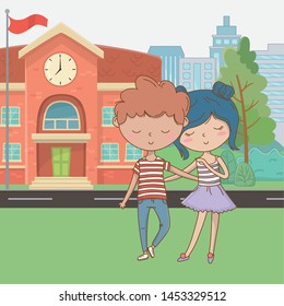 Teenager boy and girl cartoon design