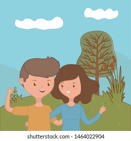 Teenager boy and girl cartoon design