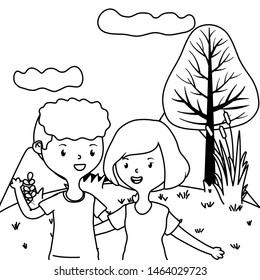 Teenager boy and girl cartoon design