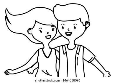 Teenager boy and girl cartoon design