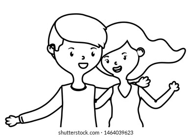 Teenager boy and girl cartoon design