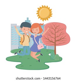 Teenager boy and girl cartoons design
