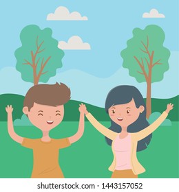 Teenager boy and girl cartoons design