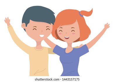 Teenager boy and girl cartoons design