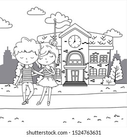 Teenager boy and girl design, person portrait young youth student and teen theme Vector illustration