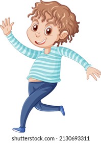 Teenager boy walking cartoon character on white background illustration