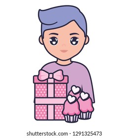 teenager boy young with love gifts