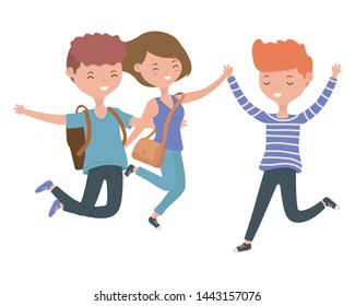 Teenager boys and girl cartoon design