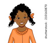 Teenager cartoon African American girl with curly hair