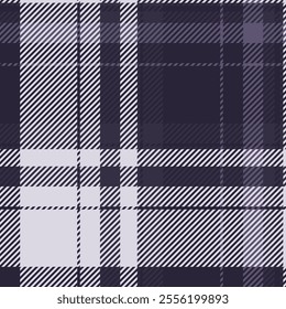 Teenager check plaid textile, website seamless vector texture. Trend fabric tartan pattern background in dark and white colors palette.