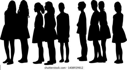 Teenager Children Together Silhouette Vector Stock Vector (Royalty Free ...