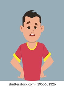 Teenager confused facial expression vector illustration. Young businessman character expression for design, motion or animation.