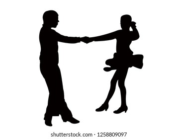 a teenager couple dancing, silhouette vector