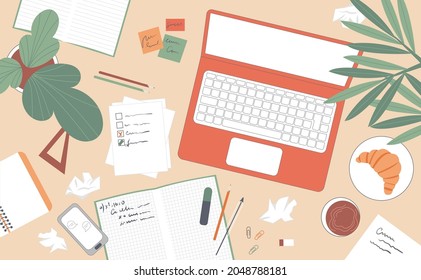 Office desk with work essentials vector design. Stock Vector by ©urostomic  58316783