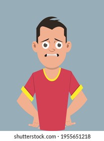 Teenager Disappointed Facial Expression Vector Illustration Stock 