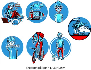 teenager doing covid 19 prevention vector illustration