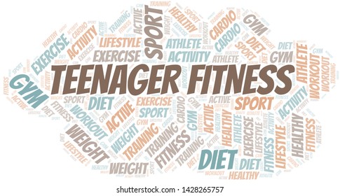 Teenager Fitness word cloud. Wordcloud made with text only.