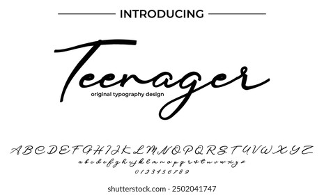 Teenager Font Stylish brush painted an uppercase vector letters, alphabet, typeface