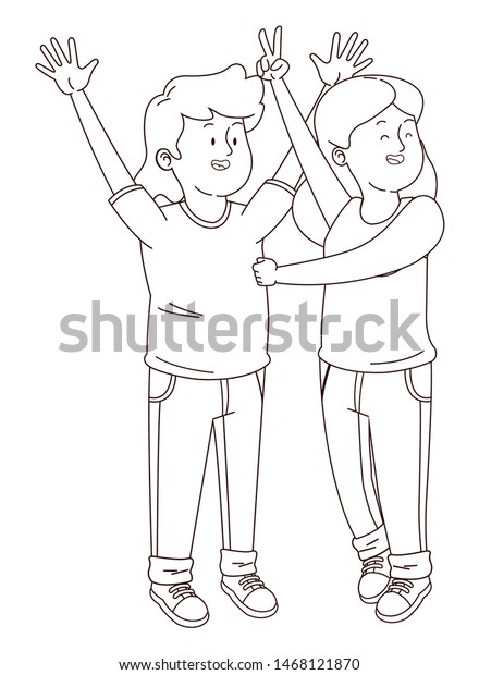 Teenager Friends Boy Girl Greeting Smiling Stock Vector Royalty Free