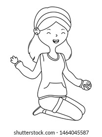 Teenager girl cartoon with tennis ball design