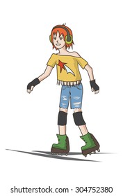 teenager girl on roller skates