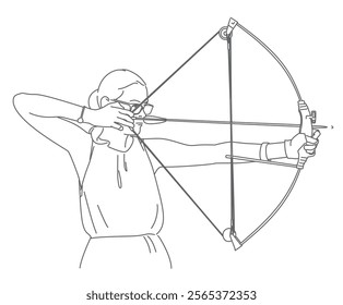 The teenager girl practicing archery 