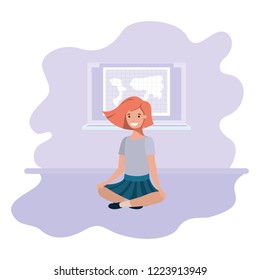 teenager girl sitting avatar character