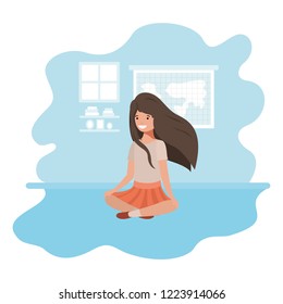 teenager girl sitting avatar character