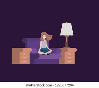 teenager girl sitting in livingroom