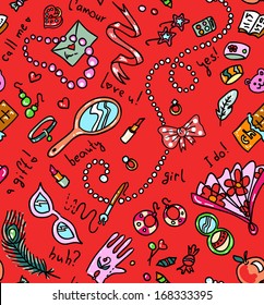 Teenager girl stuff seamless background
