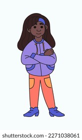 A teenager girl. Vector funny colored doodle illustration.
