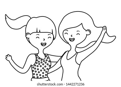 Teenager Girls Cartoons Design Vector Illustrator Stock Vector (Royalty ...