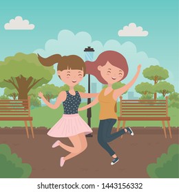 Teenager girls cartoons design vector illustrator