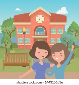 Teenager girls cartoons design vector illustrator