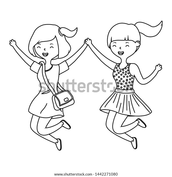 Teenager Girls Cartoons Design Vector Illustrator Stock Vector (royalty 