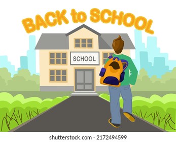 Teenager going back to school. Back to school vector banner