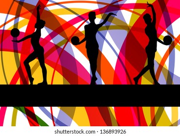Teenager gymnast with ball vector background