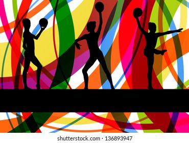 Teenager gymnast with ball vector background