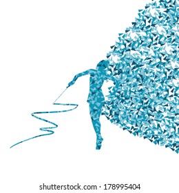 Teenager gymnastic with ribbon abstract background