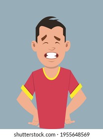 Teenager happy facial expression vector illustration. Young businessman character expression for design, motion or animation.