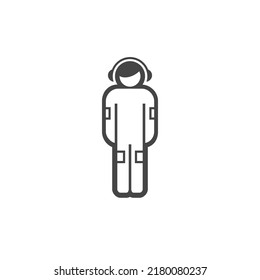 Teenager in headphones icon. Teen infographics pictogram. Flat vector illustration isolated on white background.