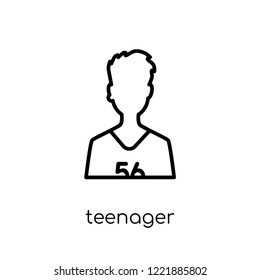 teenager icon. Trendy modern flat linear vector teenager icon on white background from thin line General collection, editable outline stroke vector illustration