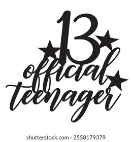 teenager official 13 thirteen stars sign design 